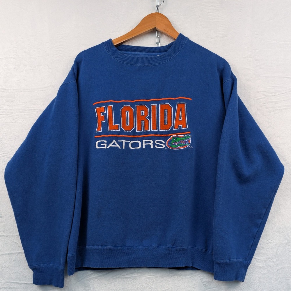 VTG Florida Gators UF Sweatshirt Mens L Blue Crewneck Boxy Embroider College Y2K